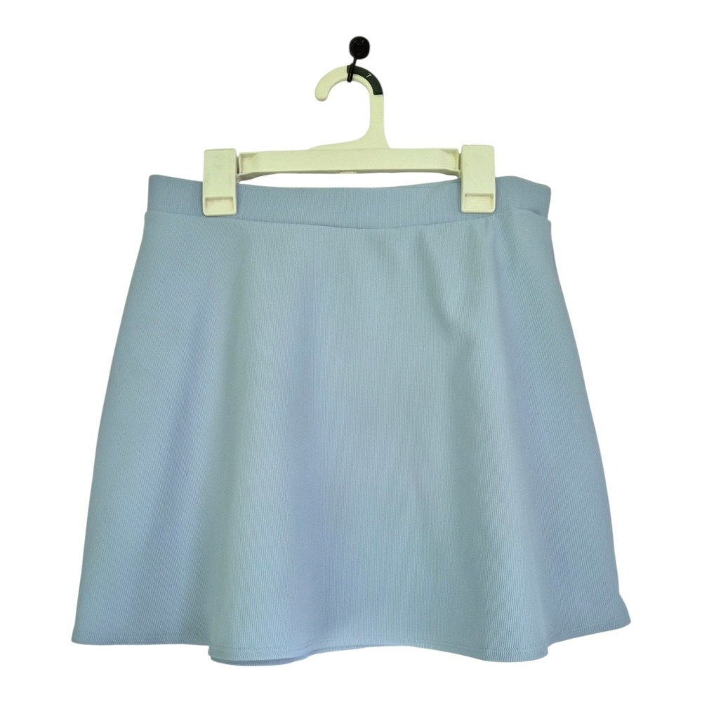 WILO The Label Blue Ribbed Mini Skirt Medium A Line Stretch Athleisure Y2K